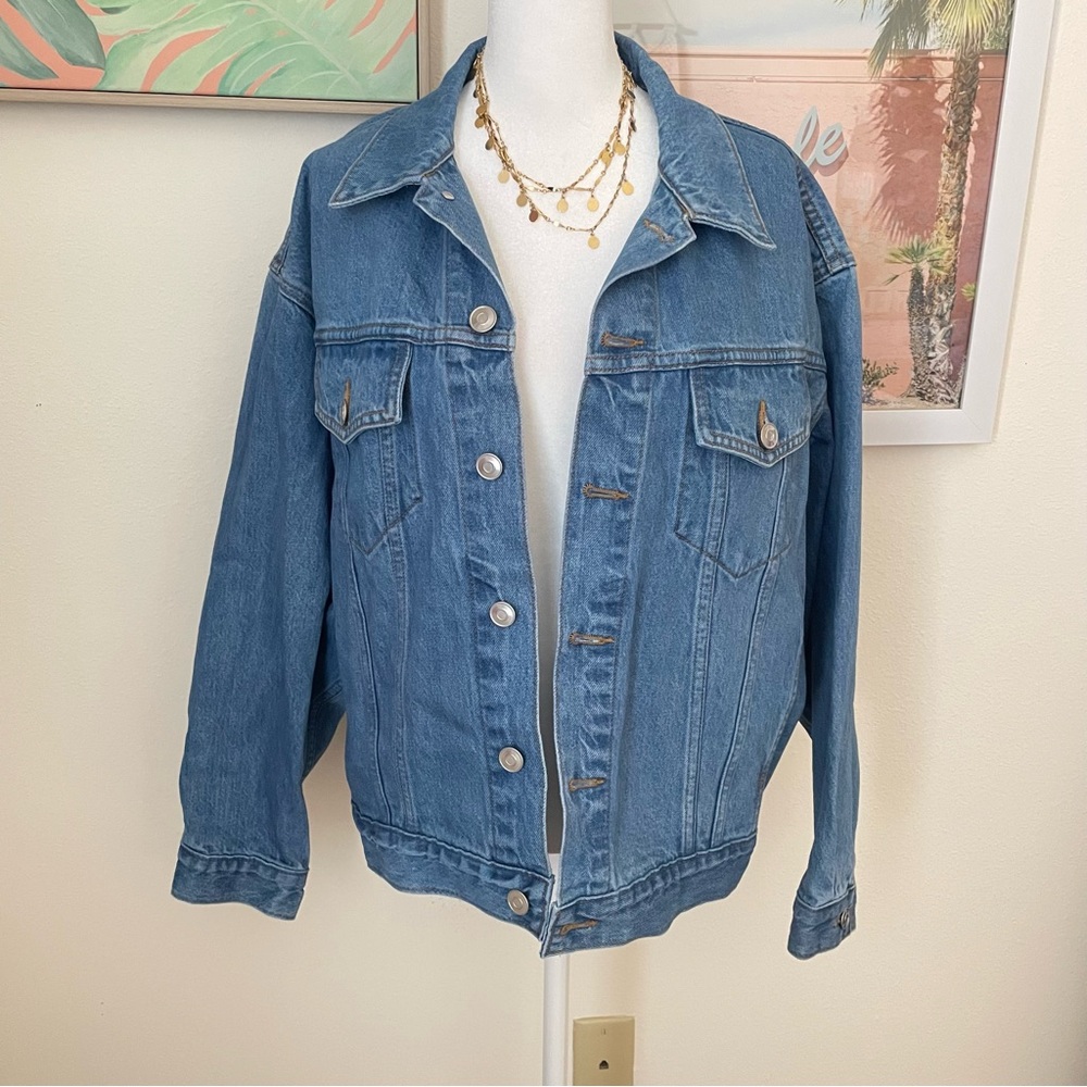 Emerson Fry Twin Doves Easy Boyfriend Denim Jacket Oversized Size XS - Picture 7 of 11